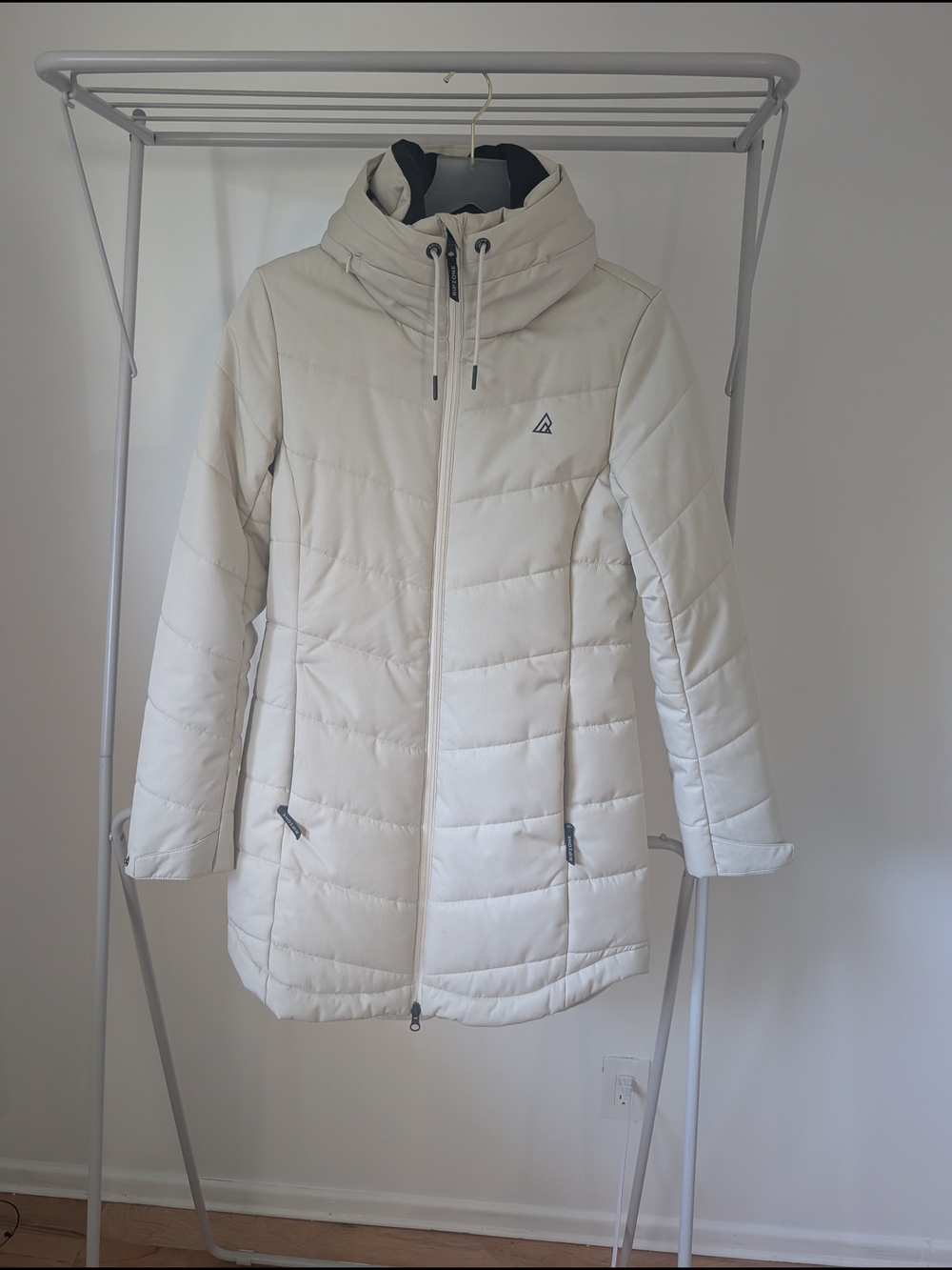 Women's Cream Hooded Winter Jacket